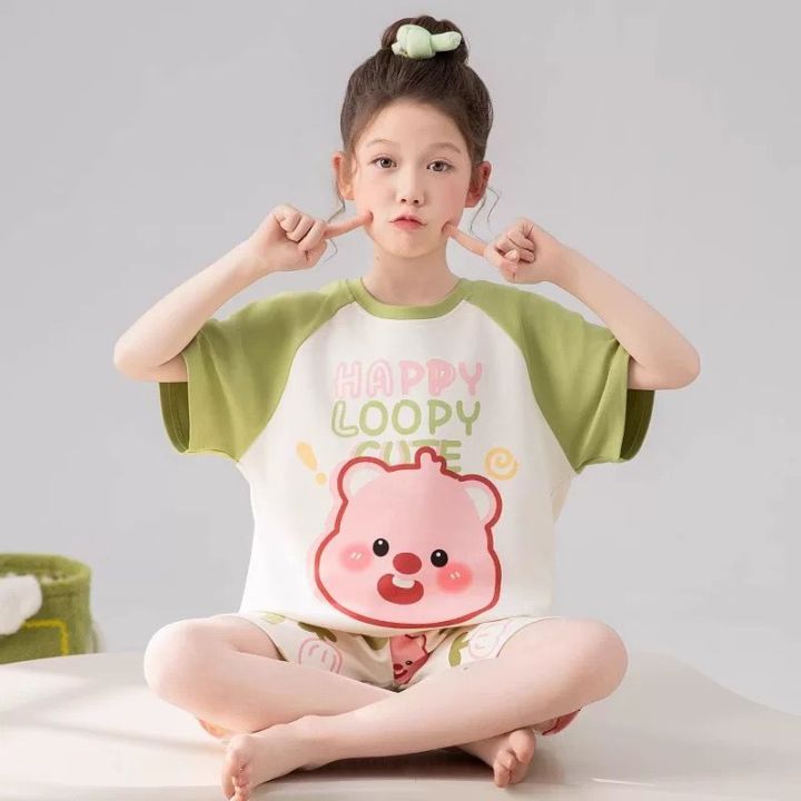 setelan baju santai anak cewek motif gemes size S M L XL XXL