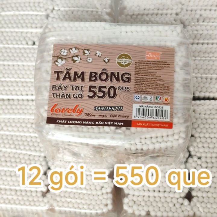 ( Túi 550 cây )Bông Tăm Que Ráy Tai Lovely VN Thân Gỗ 45cây x 12 túi ...