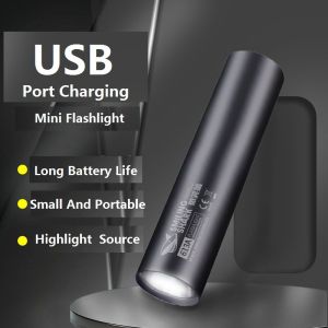 SmilingShark 613A Mini Torch Light Lamp LED Small Flashlight Q5 Super Bright Usb Rechargeable IPX4 Waterproof Pocket Portable Home Emergency Light Outdoor Fishing Patrol Camping Emergency Vehicle Repair Lighting Bicycle Light Lamp Aluminum Alloy