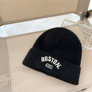 Korean Letter Embroidery Baby Hat Winter Warm Knitted Boy Girl Cap Beanies Soft Woolen Children Pullover Hats Bonnet