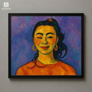 Tranh Nghệ thuật "Người Phụ Nữ Cười" VIETSMART ART - Acrylic 60 x 70cm
