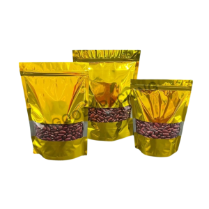 ถุงฟอยล์สีทองมีซิปให้ล็อคตั้งได้ หน้าต่างสี่เหลี่ยมใส (50ใบ)