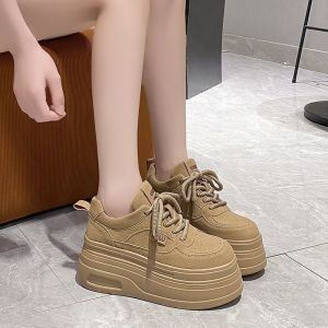 Free Shipping Retro Platform Sneakers For Women New Autumn Style With Thick Soles Chunky Laces Height-Increasing Design Casual Suitable For Petite Figures Versatile And Trendy