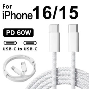 Cáp PD 60W USB-C sang Type-C tương thích với iPhone 15 Plus 16 Pro Max cáp sạc nhanh Type C kép cho S24 S25