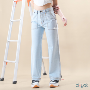 DISYAK - High Waist Kulot Pocket Jeans Blue Alice 704-804