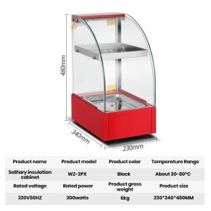 Commercial Showcase Food Warmer Display Countertop Food Heating Cabinet Electric Temp Knob with Lighting Water Tray