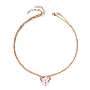 Gói của 2 chuỗi dài dây chuyền pendnat gồm hình trái tim tình yêu và đáng yêu thỏ quyến rũ cho thanh thiếu niên và phụ nữ hợp thời trang