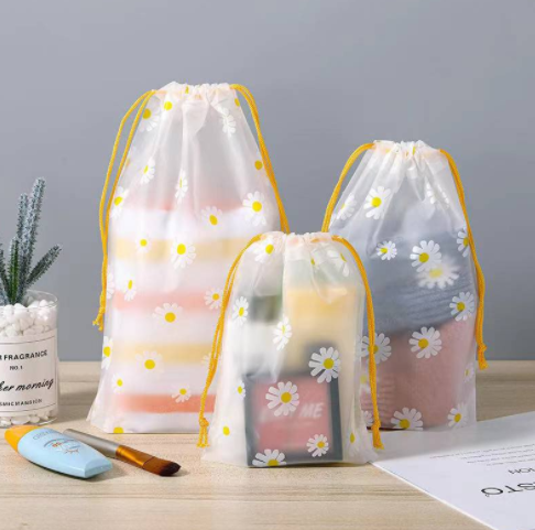 Keep Working Daisy Printed Frosted Plastic EVA Drawstring Bag PE  Transparent Draw String Gift Bag Lazada PH