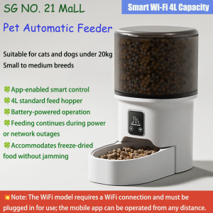 2.4G WiFi Automatic Cat Feeder 4L Smart Pet Feeder with App-Controlled Remote Feeding Suitable for Cats and Dogs under 10kg