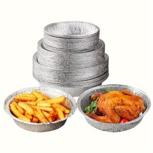 100Pcs Air Fryer Aluminum Foil Tray BBQ Tray Non-Stick Baking Paper Tray Oil-Proof Reusable Kitchen Tinfoil Tray