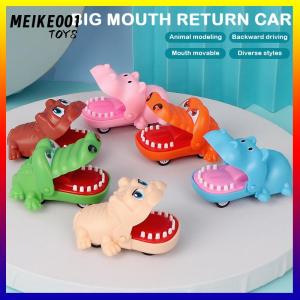 MEIKE001 ของเล่นรถหัวจระเข้ใช้มือดึงกลับด้านของเล่นการ์ตูนฮิปโปลูกสุนัขดึงถอยหลังของเล่นรถกดฟันกัดนิ้วเล่นเล่นเล่นเล่นเล่นสนุกๆ