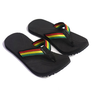 CLBR LBRTH005 outdoor slippers rasta design strap with black slipsole (Available Sizes 5 6 7 8 9 10 11 12)