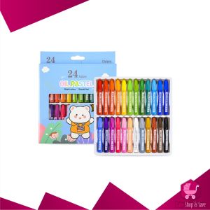 BabyShop-A99 Crayon Oil Pastel Isi 12 dan 24 Warna Motif Kartun Perlengkapan Mewarnai Anak / Set