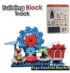 Mainan edukasi building block with roller coaster railway track mainan railway bentuk block