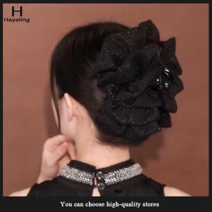 Hayating Fashion Women Seersucker Clip Black Bowknot Hair Grab Hair Bow Shark Clip Mesh Bubble Grabber Girl Headwear