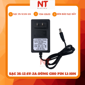 Sạc dùng cho Pin Li-ion 3S 12.6V-2A YSN-12620 có đèn báo khi sạc đầy