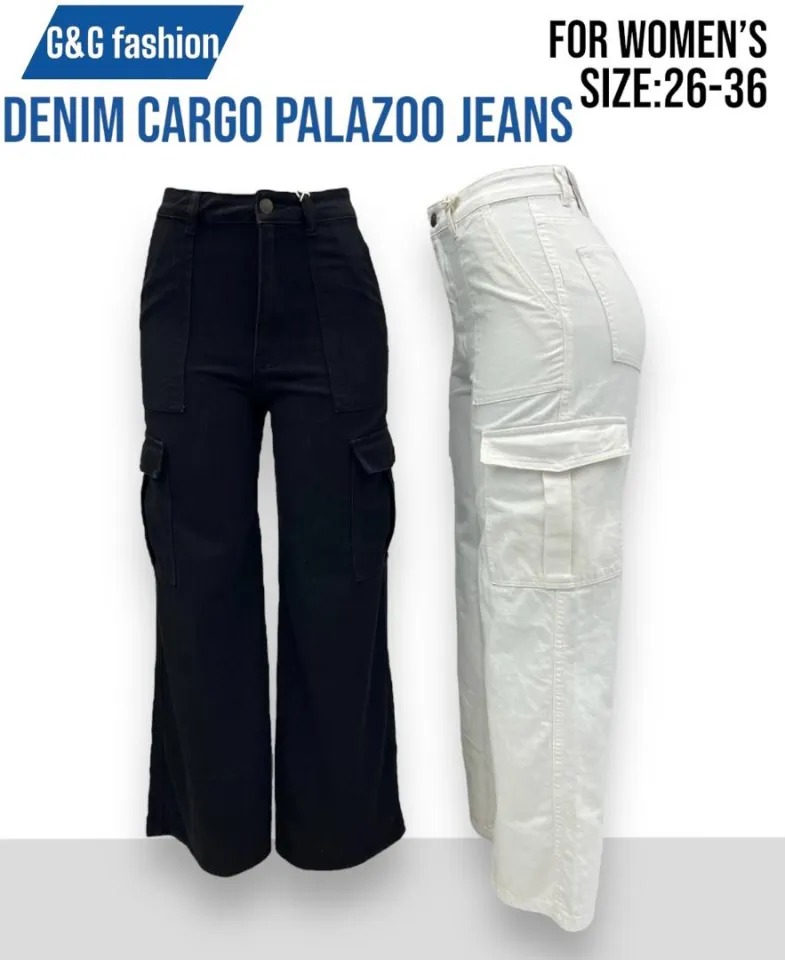 6 Pocket Long Cargo Palazzo, Women's Fashion, Bottoms, Jeans