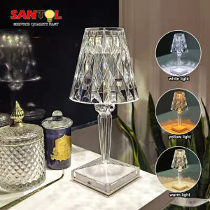 USB Acrylic Diamond Table Lamp Crystal LED Bar Rechargeable Touch Sensor Dimming Bedside Lamps