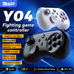 BSP-Y04 Wireless Hall Effect Joystick Fighting Game Controller with Six-Button Layout and Adjustable Keycaps