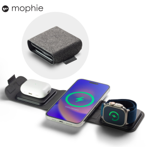 Đế sạc Mophie 3in1 travel - Black tích hợp magsafe hỗ trợ sạc nhanh - Bảo hành 2 năm 1 đổi 1 - Hàng chính hãng