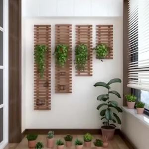 【LDIES】[48h shipping] wall-mounted flower stand wall-mounted wall hanging decorative solid wood wall outdoor pastoral balcony indoor and outdoor living room classical style