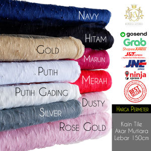 Kain Tile Akar Mutiara Gliter Brukat Per 05m bahan gamis kebaya mewah