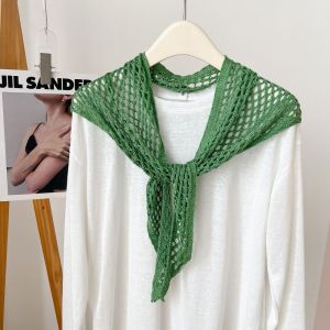 SWEET Y2K Triangular Shawl Solid Color Bohemian Knitted Hollow Out Scarf Simple Korean Silk Scarf Women