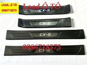 Ốp Bậc Cửa Nẹp Bước Chân Trong Ngoài Xe Mazda CX5 2026-2018 Mẫu carbon Cao Cấp
