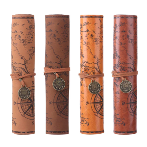 Leather Roll up Pencil Case Large Capacity Pencil Organiser Pouches Travel Brush Storage Bag For Student Artist