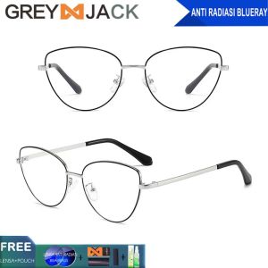 Grey Jack Kacamata Antiradiasi Blueray Style Semi Cat Eye New Trendy Fashion Wanita Bisa Minus Antiradiasi/Blueray/Photocromic/Bluecromic 9700