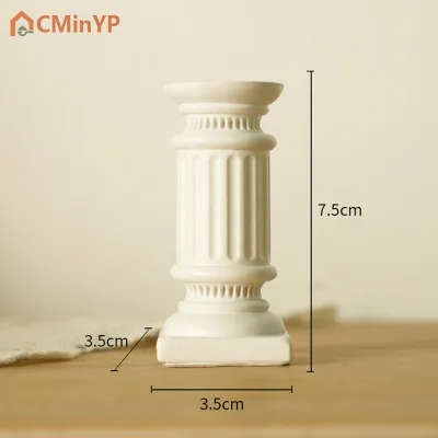 CMinYP เสาโรมันเสากรีกที่ใส่เทียนรูปสลักทำจากเรซินประดับบนโต๊ะสำหรับตกแต่งบ้านเสาสำหรับถ่ายรูปรายละเอียดทางสถาปัตยกรรม