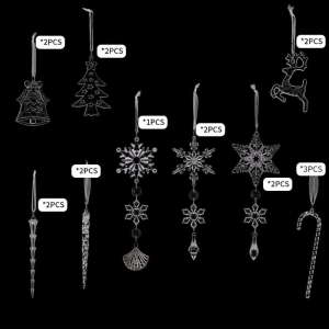 SEKINEW 18/28 Pcs Teardrop Shape Christmas Tree Decor Clear Acrylic Sparkling Christmas Hanging Shiny Shock-Resistant Icicle Decorations Pendant Christmas Trees