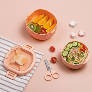 HamshMoc Baby Food Bowl Detachable Multi-Use Insulated Bowl with Deep Anti-Spill Design & Food Scissors for Infants 4+ Months
