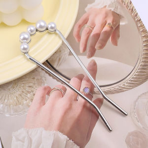 Fashion Metal U Shape Hair Stick For Women Silver Gold Color Elegant Shell Enamel Hairpin Female Hair Jewelry Accessories