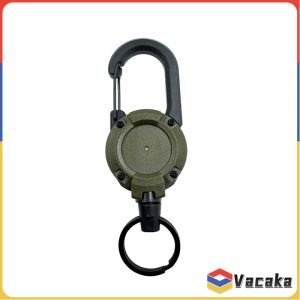 Vacaka Retractable Key Reel with Carabiner Clip Steel Wire Anti-Lost Key Holder Multi-Tool Outdoor Keychain