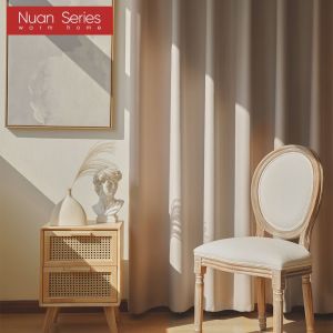 1PC 70%+Blackout Wavy Striped Waterproof Curtain Pure Color Concise Style Velvet Shading Window Curtain for Living Room Nuan Series