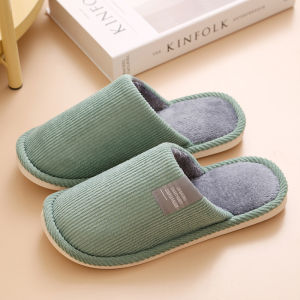 Korean style home corduroy slippers anti-slip indoor and outdoor couple warm thick bottom house slippers