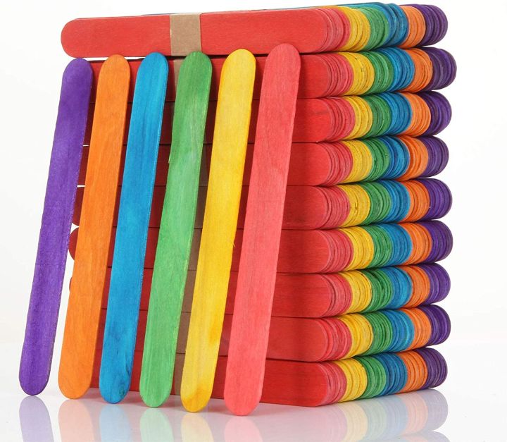 50Pcs Colored Wooden Popsicle Sticks Natural Wood Ice Cream Stick