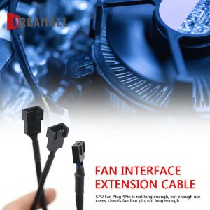4 Pin CPU Fan Extension Cable Y Splitter for Computer Case Fans and Cooling Solutions 30cm Black