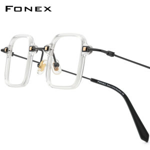 FONEX Acetate Titanium Glasses Frame Men Brand Design Retro Vintage Square Eyeglasses Women Full-Rim Japanese High-Quality Ultralight Custom Optical Eyewear 85672