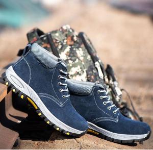 MEIXU Sneakers Safety Shoes Labor Insurance Shoes Mens High Steel Toe Anti-smashing Wear-resistant Work Shoes Construction Site Safety Boots Steel Toe Work Safety Boots