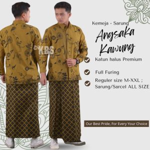 Set Koko Batik Lengan Panjang Sarung Batik Fashion Muslim Pria Terbaru Bahan Katun Premium AGSKWG