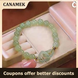 【 CANAMEK 】 Summer Valentines Day Gift Love Heart Jade Beads Charm Bracelet for Women Girl Fashion Natural Bracelet To Love Jewelry Gifts