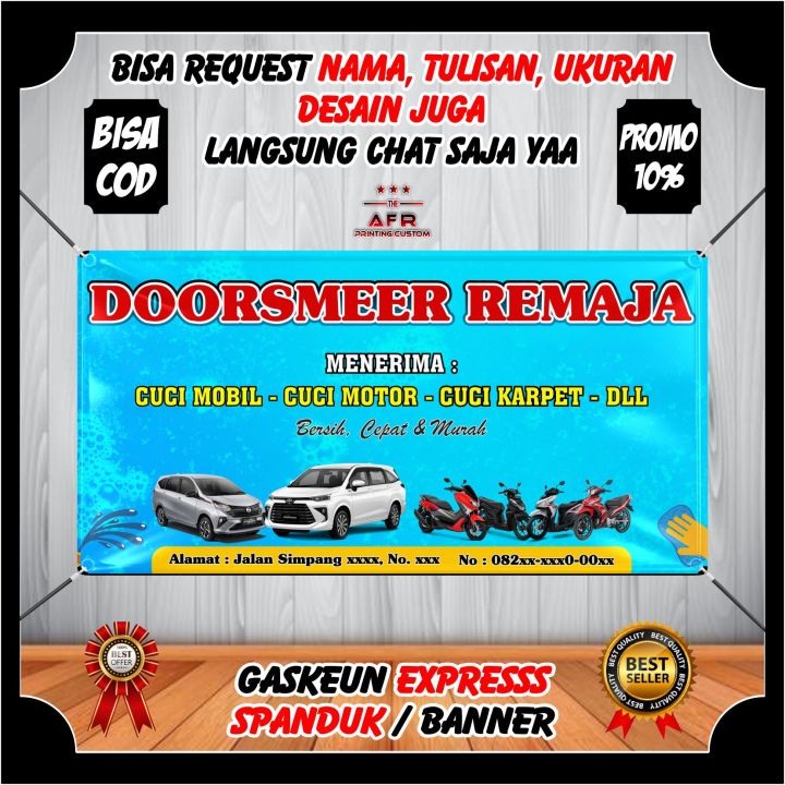 Spanduk Banner Backdrop Cuci Motor Cuci Mobil Desain Keren / Banner Benner Jasa Steam Cuci Motor dan Mobil Viral Desain Kekinian Paling Dicari