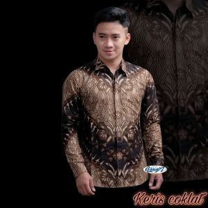 Kemeja batik anak cowok lengan panjang dan pendek usia 2 sampai 10 tahun Batik couple ayah dan anak laki-laki motif terbaru warna coklat