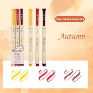 FOUNDTWO 3Pcs/Set Đồ thủ công Bút thư pháp đầu mềm 6 màu Đầu mềm Bút thiệp chúc mừng Cọ viết thư pháp Nhựa Bút thực hành thư pháp Văn phòng phẩm
