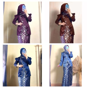 Inara One Set Baju Kurung Kebaya Rok Songket Melayu Dress Kondangan Wisuda Wanita Modern Premium