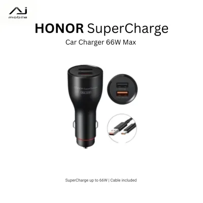 Honor SuperCharge Car Charger 66W Max Dual USB QC2.0 FCP Fast Charger + 6A Cable