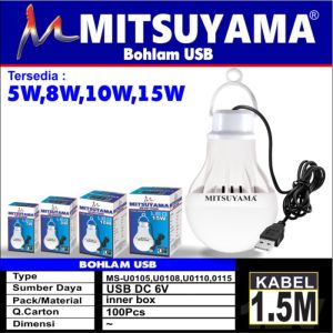 Bohlam Lampu Led USB 5w 8w 10w 15w 5 8 10 15 watt Plus Kabel 1.5 meter 1.5m