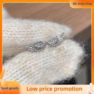 ✨QK shop✨ 3 4Pcs Set Shiny Angel Wings Ear Studs Women Vintage Couple Creative Luxury Crystal Geometric Personality Cross Earrings Jewelry
